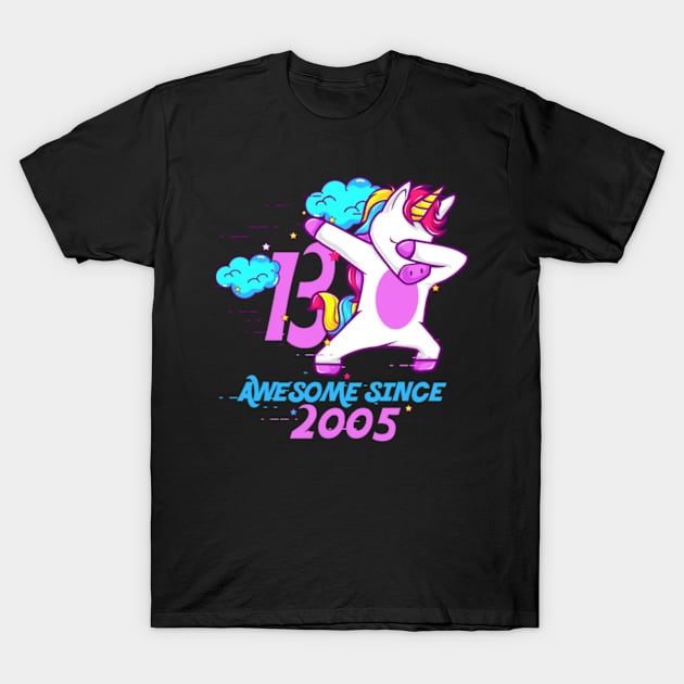 Dabbing Unicorn - Awesome since 2005 T-Shirt by Xizin Gao